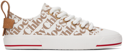 Shop See By Chloé White & Taupe Aryana Sneakers In 139/b Gesso - Logo