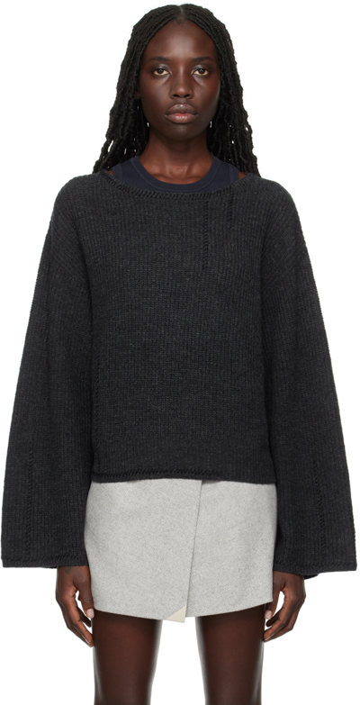 Shop The Garment Gray Canada Stitch Sweater In 603 Dark Grey Melang
