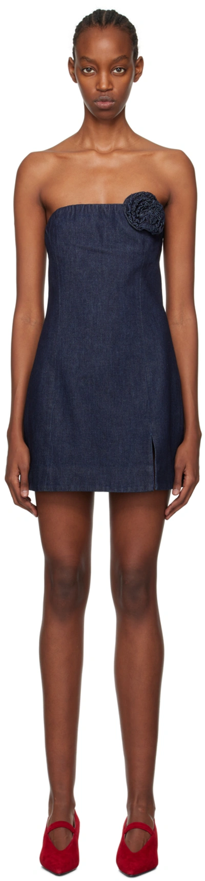 The Garment Navy Eclipse Denim Minidress In 703 Dark Denim