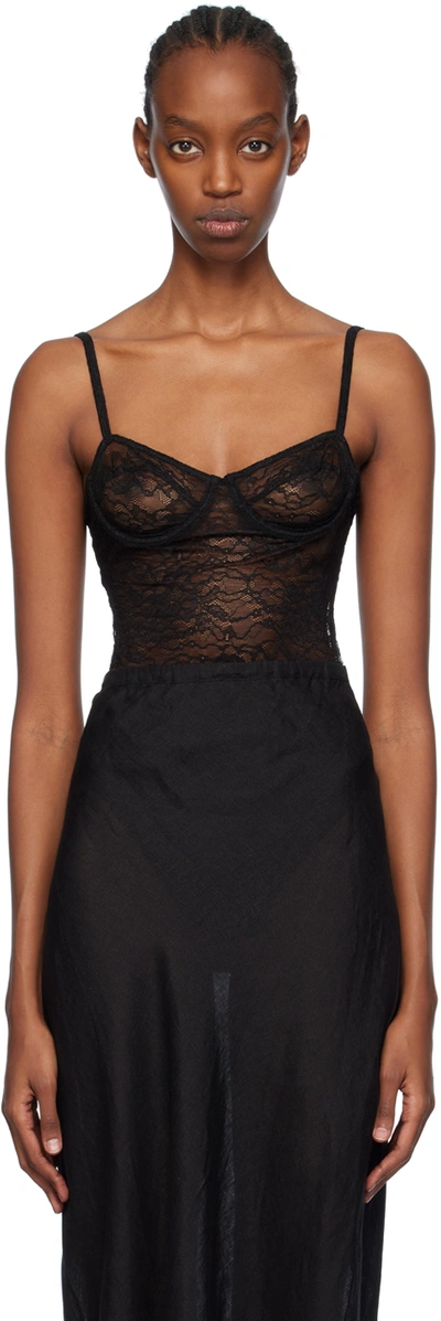 Anine Bing Via Bodysuit In Black Lace In Black