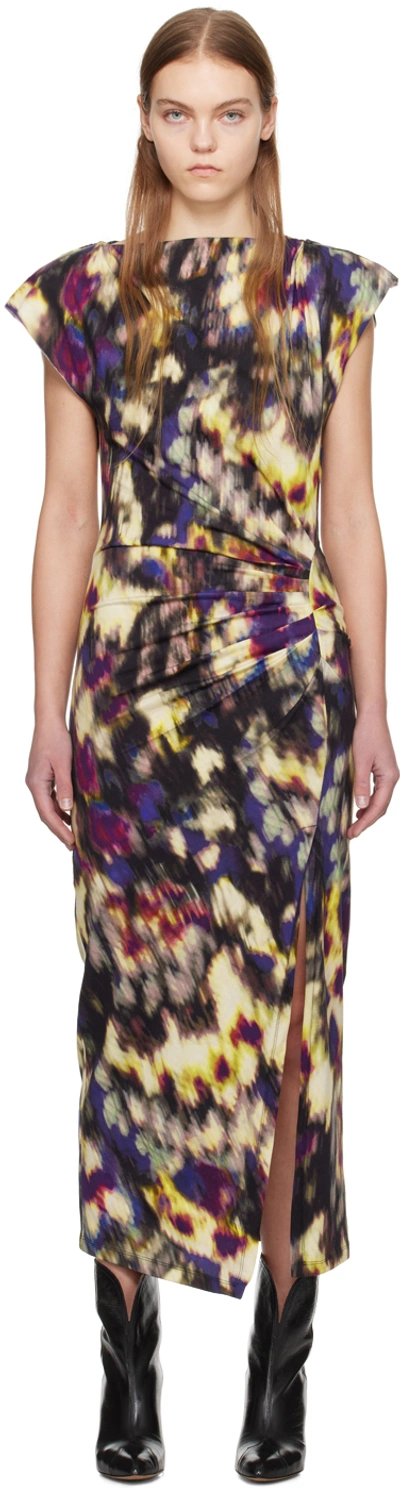 Shop Isabel Marant Étoile Multicolor Nadela Maxi Dress In Oebk Ochre/black