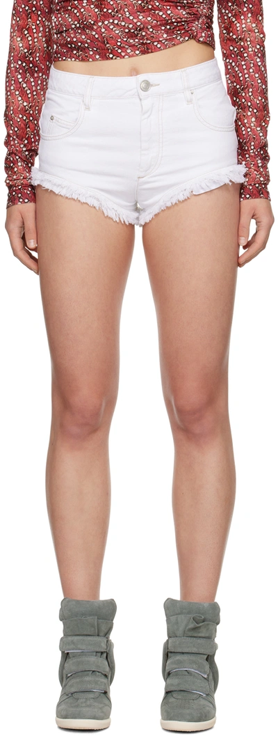 Shop Isabel Marant White Eneidao Denim Shorts In 20wh White