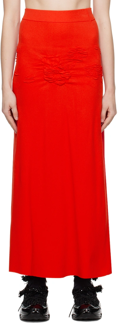 Shop Cecilie Bahnsen Red Villa Midi Skirt In Red/red