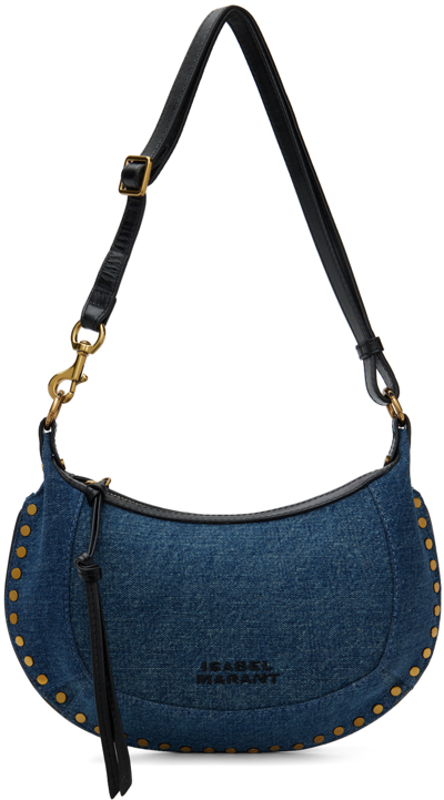 Shop Isabel Marant Indigo Oskan Moon Bag In 30db Dark Blue