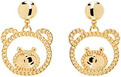 Shop Moschino Gold Teddy Family Earrings In A0606 Shiny Gold