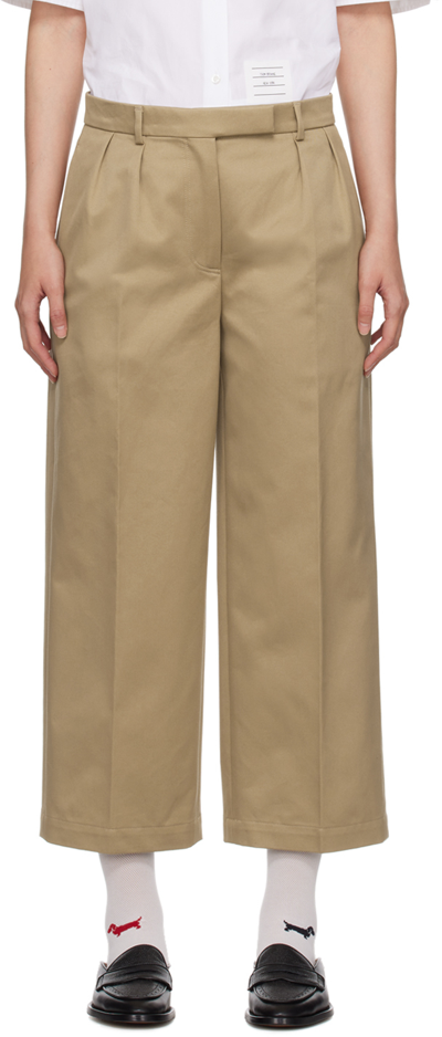 Shop Thom Browne Beige Relaxed Trousers In 275 Camel