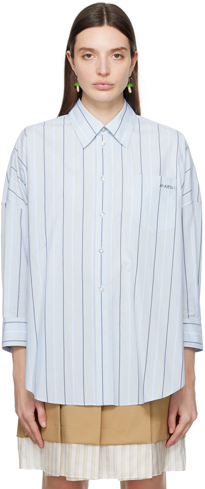 Shop Marni Blue Striped Shirt In Stb24 Aquamarine