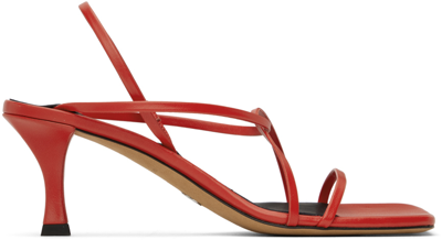 Shop Proenza Schouler Red Square Strappy Heeled Sandals In 600 Red