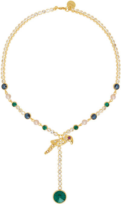 Shop Marni Gold Charm Necklace In 00v60 Emerald