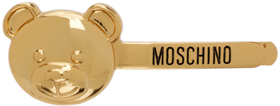 Shop Moschino Gold Teddy Family Hair Clip In A0606 Shiny Gold