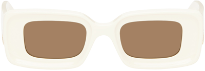 Shop Loewe Off-white Anagram Sunglasses In 25e Ivory/brown