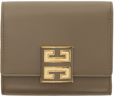 Shop Givenchy Taupe 4g Trifold Wallet In 281-taupe