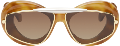 Shop Loewe Tortoiseshell Wing Double Frame Sunglasses In 53f Blonde Havana