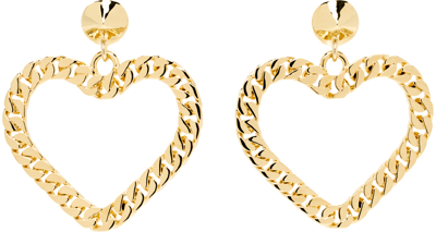 Shop Moschino Gold Love & Peace Earrings In A0606 Shiny Gold