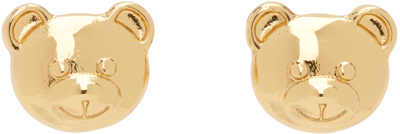Shop Moschino Gold Teddy Bear Small Earrings In A0606 Shiny Gold
