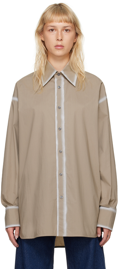Shop Mm6 Maison Margiela Taupe Buttoned Shirt In 803 Taupe