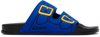 Marni Embroidered Slip-on Slides In 00b56 Royal