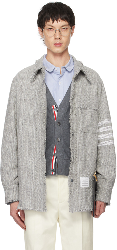 Shop Thom Browne Gray 4-bar Shirt Jacket In 035 Med Grey