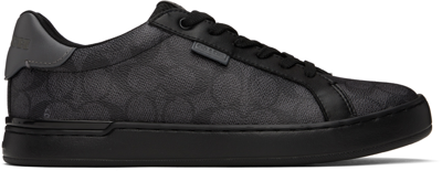 Shop Coach Black Lowline Low Top Sneakers In Charcoal/grey