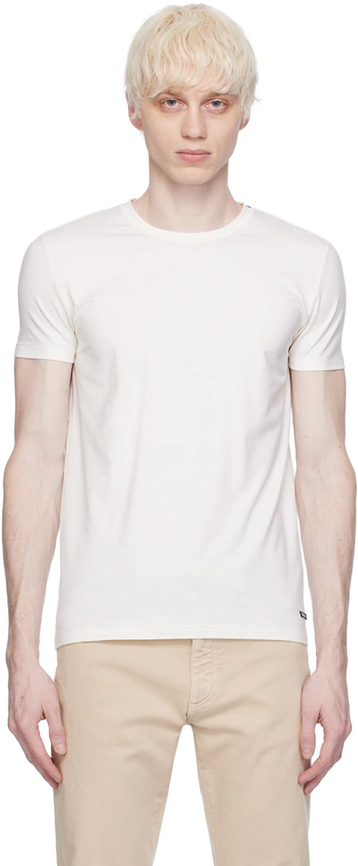 Shop Zegna Off-white Round Neck T-shirt In Bianco Naturale