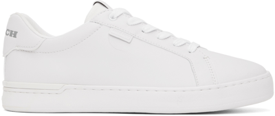 Shop Coach White Lowline Low Top Sneakers In Optic White