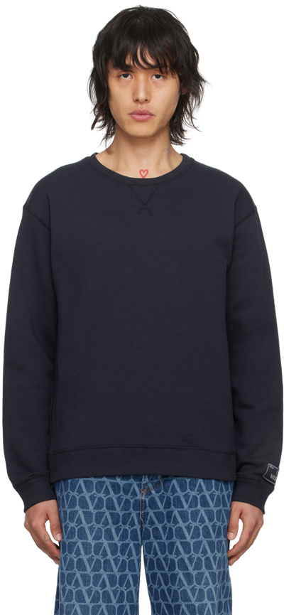 Valentino Black Untitled Sweatshirt In Navy