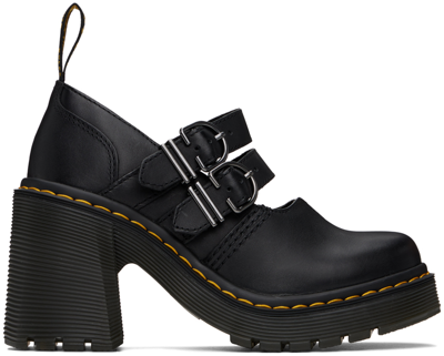 Shop Dr. Martens' Black Eviee Sendal Heels In Black Sendal