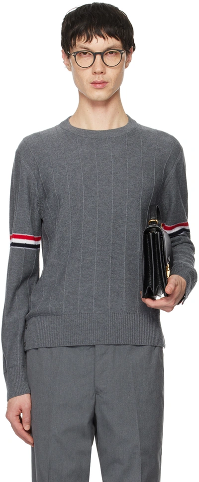 Shop Thom Browne Gray Pinched Seam Sweater In 035 Med Grey