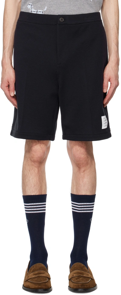 Shop Thom Browne Navy Zip-fly Shorts In 415 Navy