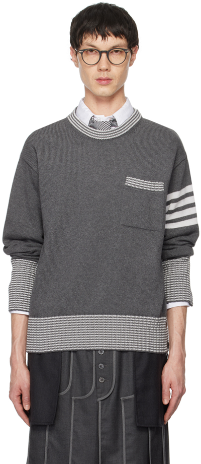 Shop Thom Browne Gray Hector Sweater In 035 Med Grey