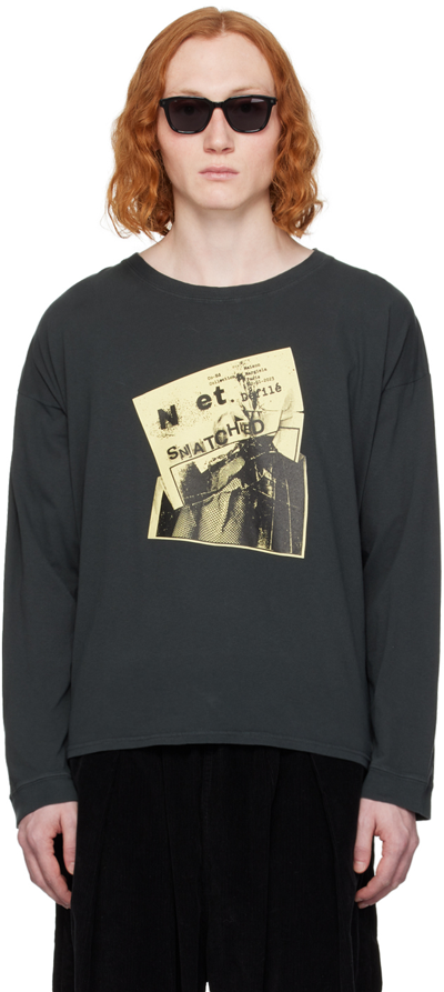 Shop Maison Margiela Gray Printed Long Sleeve T-shirt In 861 Anthracite