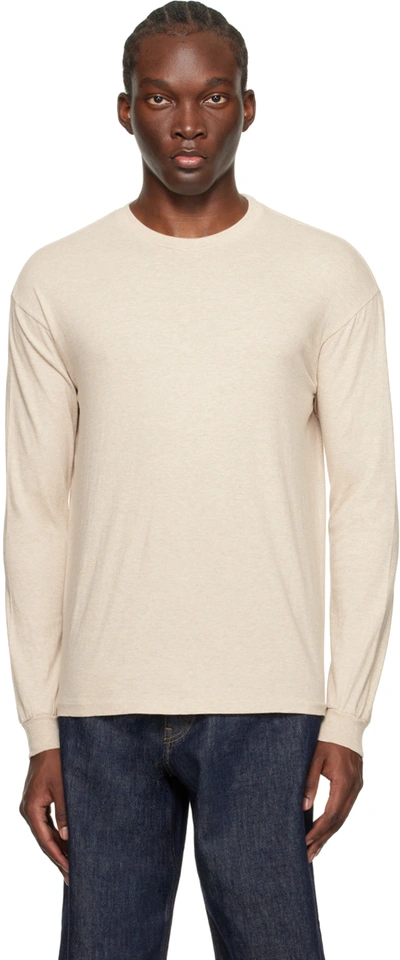 Shop Auralee Beige Seamless Long Sleeve T-shirt In Top Brown