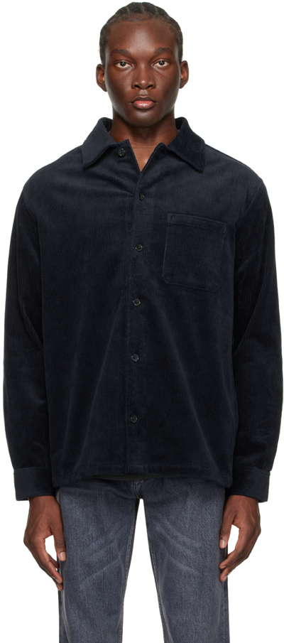 Shop Samsã¸e Samsã¸e Navy Damon Js Shirt In Salute