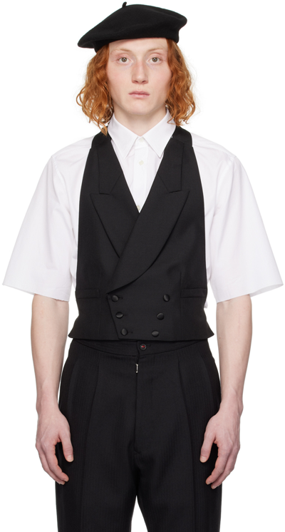 Shop Maison Margiela Black Double-breasted Vest In 900 Black