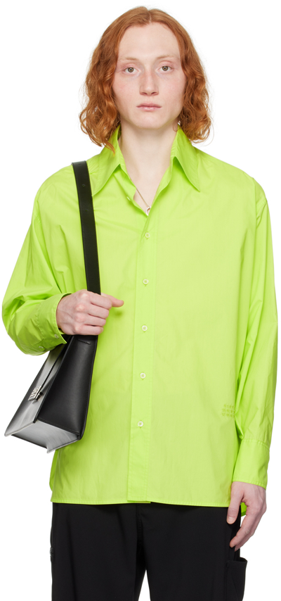 Shop Mm6 Maison Margiela Green Buttoned Shirt In 678 Neon Green