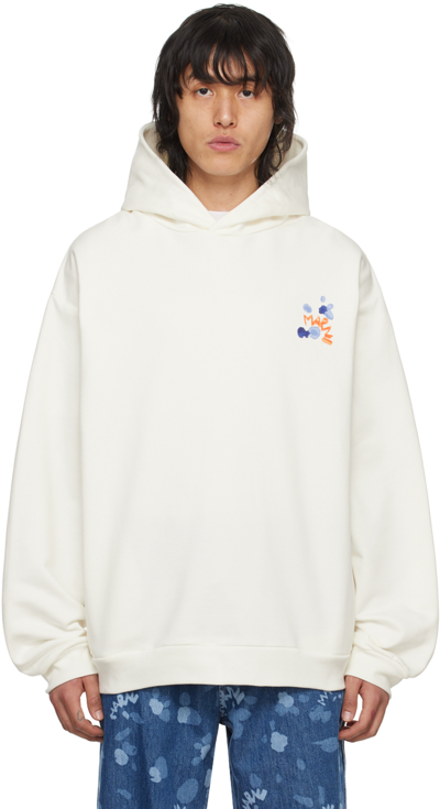 Shop Marni White Dripping Hoodie In Dfw02 Natural White