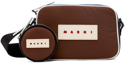 Shop Marni Brown & Navy Camera Bag In Zo713 Chocolate/blum