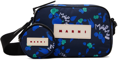 Shop Marni Navy Puff Camera Bag In 00b80 Ink