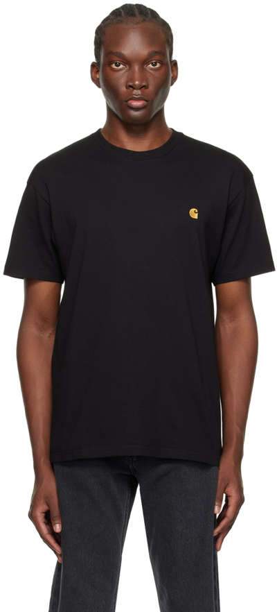 Shop Carhartt Black Chase T-shirt In 00fxx Black / Gold