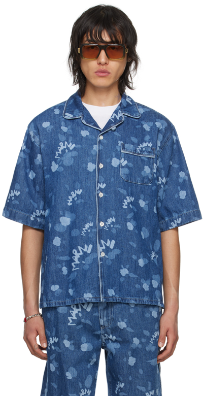 Shop Marni Blue Bowling Denim Shirt In Mdb50 Iris Blue
