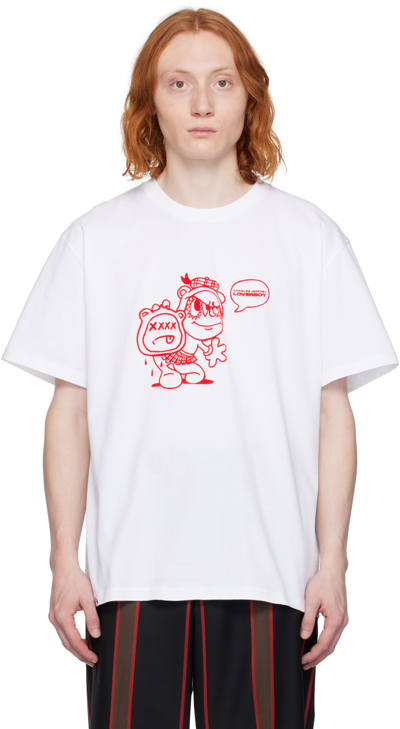 Shop Charles Jeffrey Loverboy White 90's T-shirt In Whsct