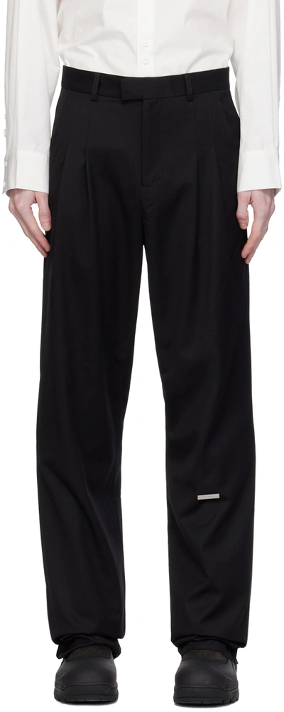 Shop C2h4 Black Trailblazer Pleated Turn-up Tailor Trousers