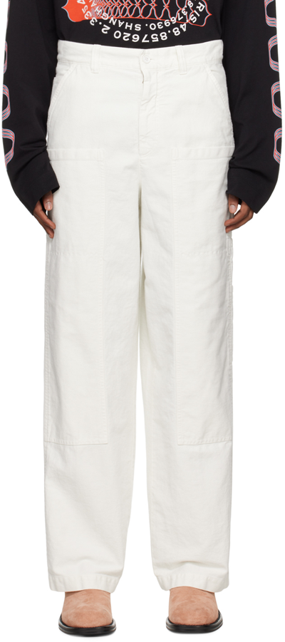 Shop Dries Van Noten Off-white Hammer Loop Cargo Pants In 8 Off White