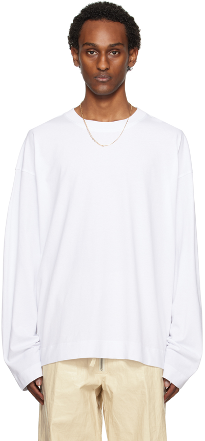 Dries Van Noten White Mock Neck Long Sleeve T-shirt In 1 White