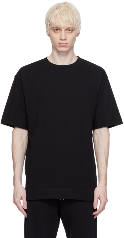 Shop Dries Van Noten Black Dropped Shoulders T-shirt In 900 Black