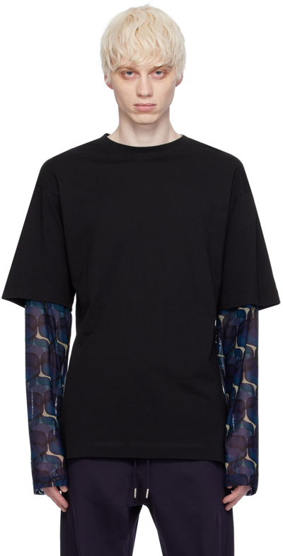 Shop Dries Van Noten Black Layered Long Sleeve T-shirt In 900 Black