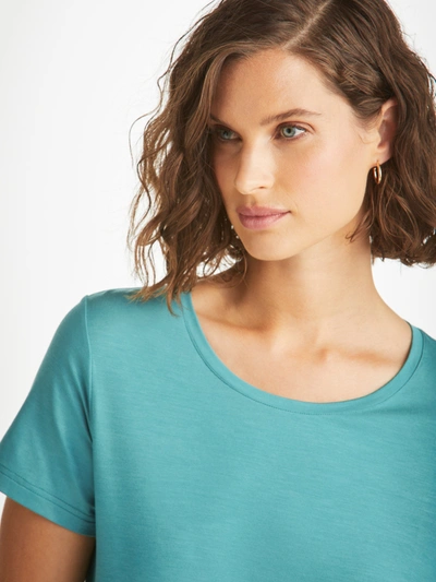 Shop Derek Rose Women's T-shirt Lara Micro Modal Stretch Teal In Green
