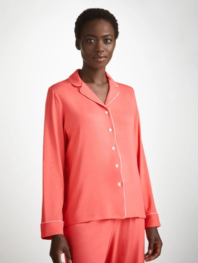 Shop Derek Rose Women's Pyjamas Lara Micro Modal Stretch Coral In Pink