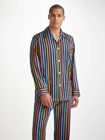 Shop Derek Rose Men's Classic Fit Pyjamas Wellington 56 Cotton Multi