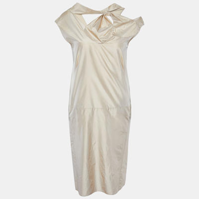 Pre-owned Marni Beige Silk Blend Sleeveless Mini Dress S